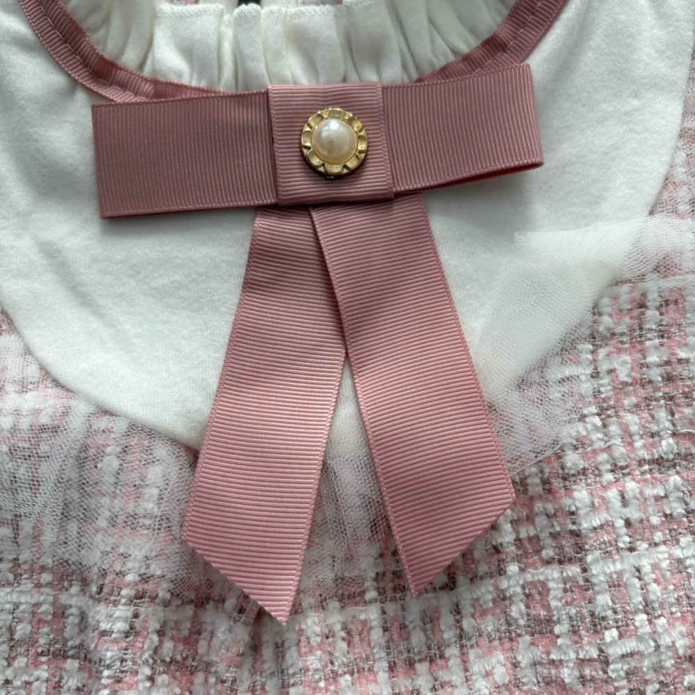 NWT Fashion Classic Clothes Kids Pink 90s Bow Detail A-Line Dress Size 12-24M - Picture 7 of 12